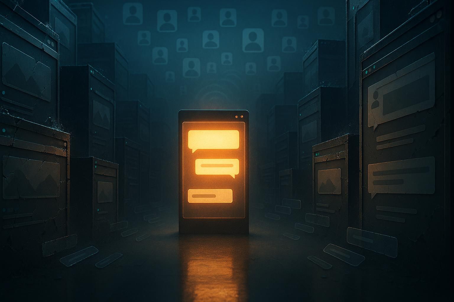 Chatfenster überlagert verblassende Webseite – Symbol für das Sterben des dezentralen Webs durch KI-Antworten.